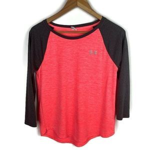 Under Armour Orange and Gray Baseball tee small